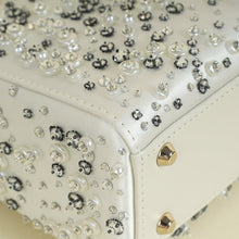 Christian Dior White Crystal & Pearl Embroidered Chain Mini Lady Dior Bag