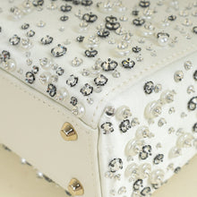 Christian Dior White Crystal & Pearl Embroidered Chain Mini Lady Dior Bag