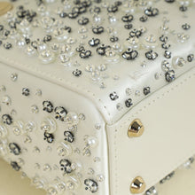 Christian Dior White Crystal & Pearl Embroidered Chain Mini Lady Dior Bag