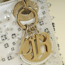 Christian Dior White Crystal & Pearl Embroidered Chain Mini Lady Dior Bag