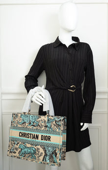 Christian Dior Bicolor Toile De Jouy Sauvage Book Tote Medium Bag