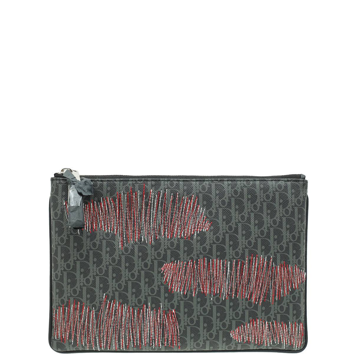 Christian Dior Dark Grey Oblique Zip Pouch