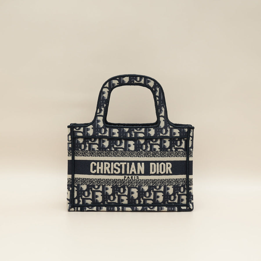 Christian Dior Navy Blue Oblique Book Tote Mini Bag