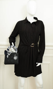 Christian Dior So Black Ultramatte Lady Dior Mini Chain Bag W/ Twilly
