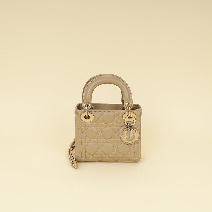 Christian Dior Dark Beige Mini Chain Lady Dior Bag
