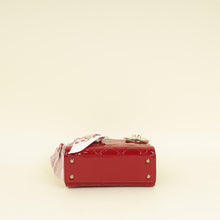 Christian Dior Cherry Red Lady Dior Mini Chain Bag W/ Twilly