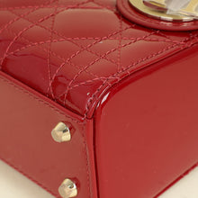 Christian Dior Cherry Red Lady Dior Mini Chain Bag W/ Twilly