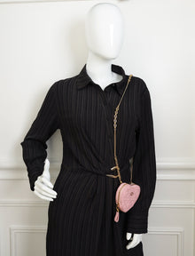 Christian Dior Pale Pink Dioramour Dior Caro Heart Pouch with Chain