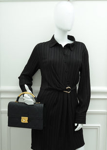 Christian Dior Black Ange Macrocannage Medium Top Handle Bag