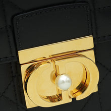 Christian Dior Black Ange Macrocannage Medium Top Handle Bag