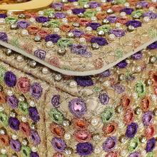 Christian Dior Gold Multicolor Caro Embellished Small Flap Bag
