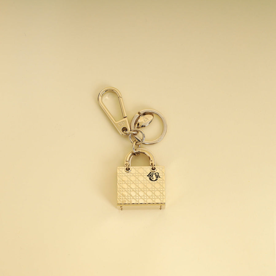 Christian Dior Gold Lady Dior Keychain Bag Charm