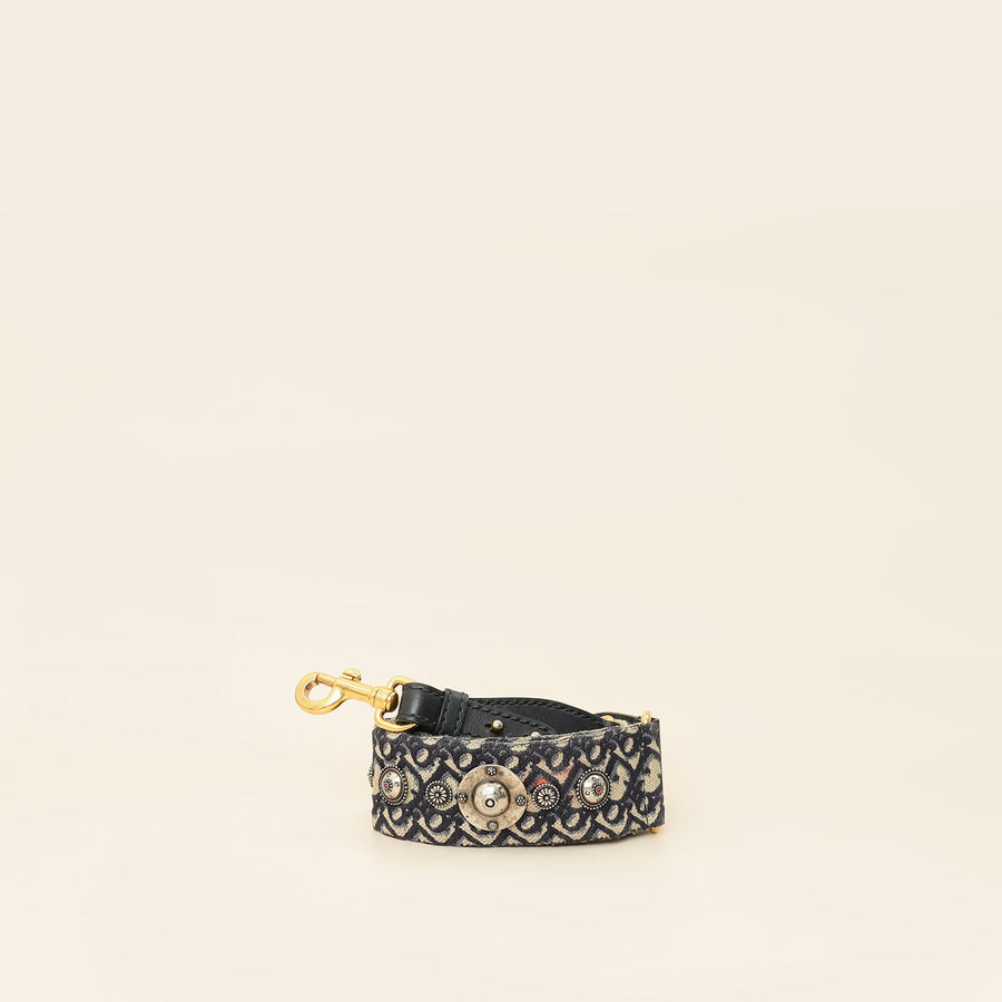 Christian Dior Navy Blue Signature Dior Vintage Oblique Medallion Bag Strap