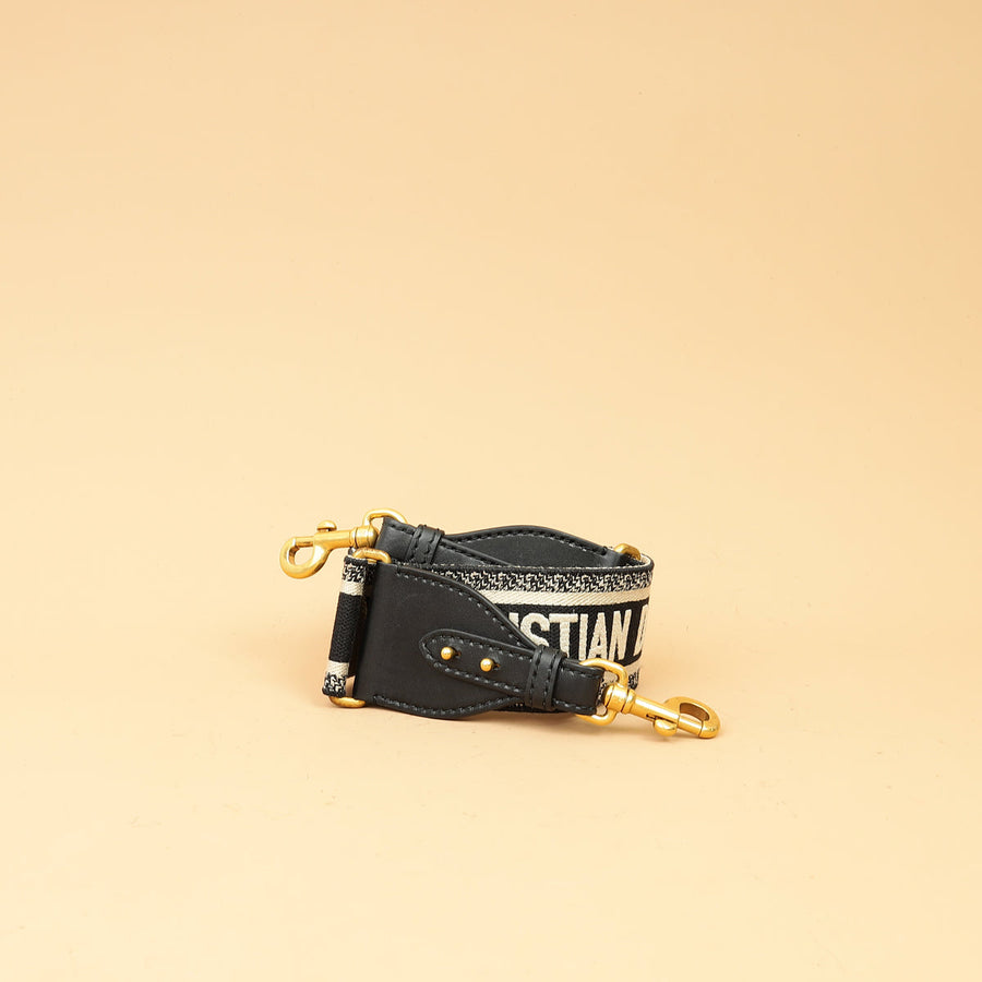 Christian Dior Black Embroidery 6cm Shoulder Strap