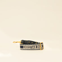 Christian Dior Navy Blue 'Christian Dior' Embroidery Adjustable Shoulder Strap