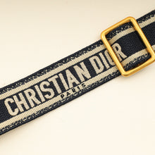Christian Dior Navy Blue 'Christian Dior' Embroidery Adjustable Shoulder Strap
