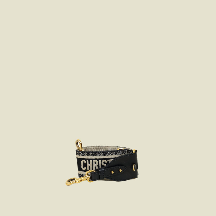 Christian Dior Bicolor Logo Embroidery Shoulder Strap