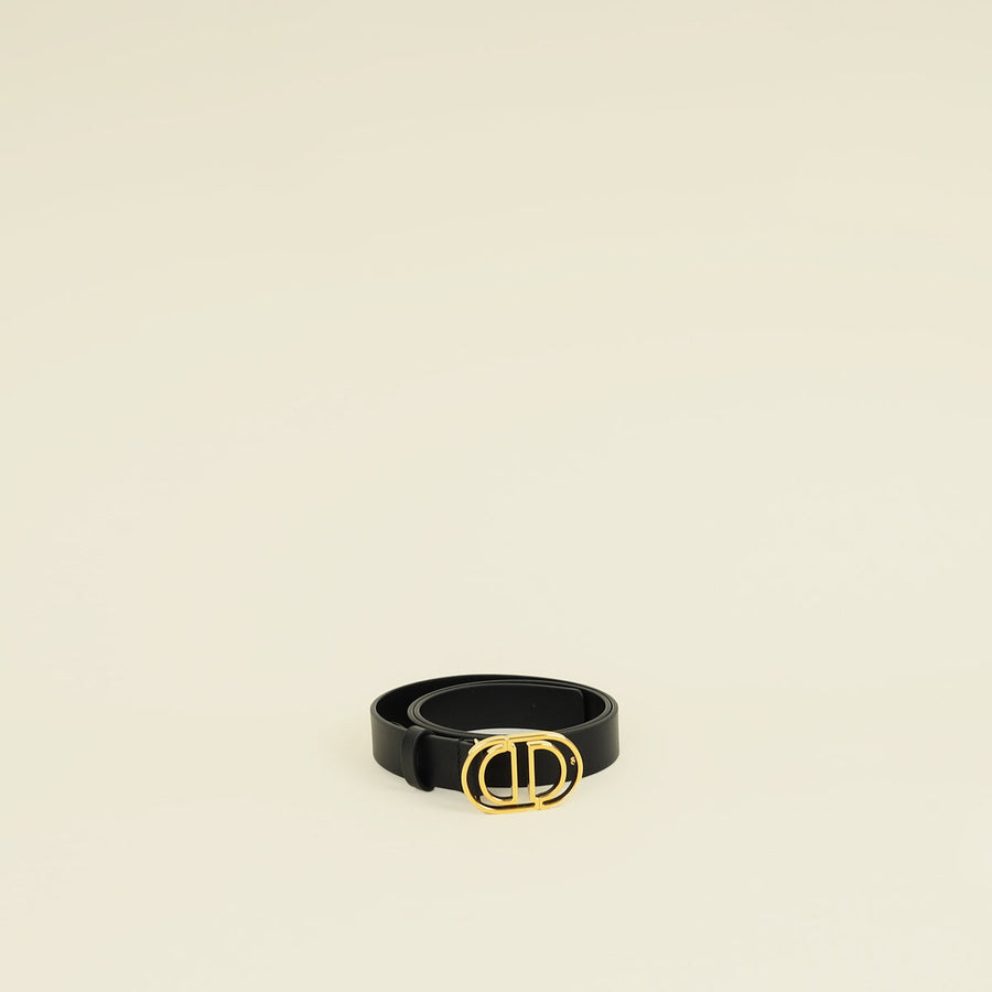 Christian Dior Black 30 Montaigne Cut-Out CD Belt