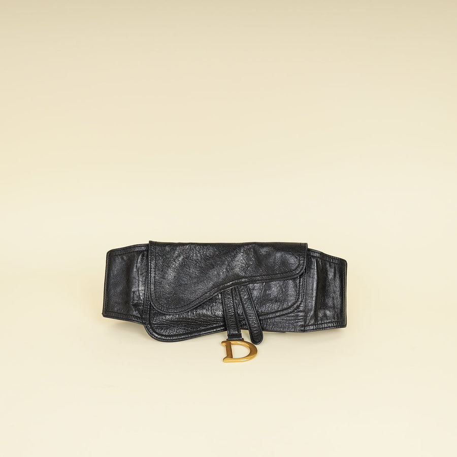 Christian Dior Black Saddle Belt Bag