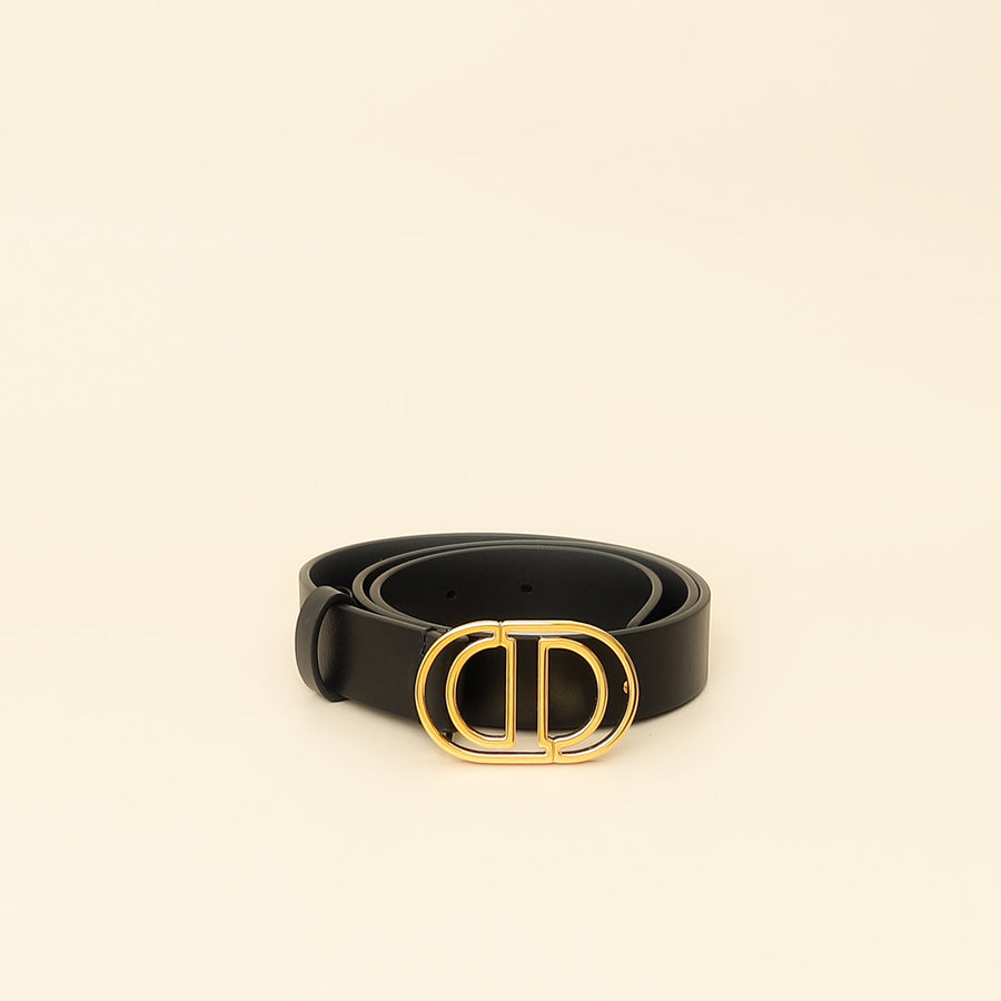 Christian Dior Black 30 Montaigne Cut-Out CD Belt
