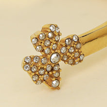 Christian Dior Gold CD Clover Crystal Cuff Bracelet