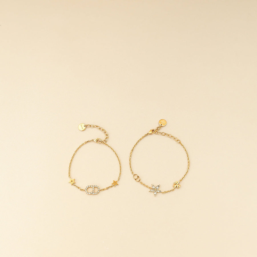 Christian Dior Gold Finish CD & Star Clair D Lune Set  Bracelet
