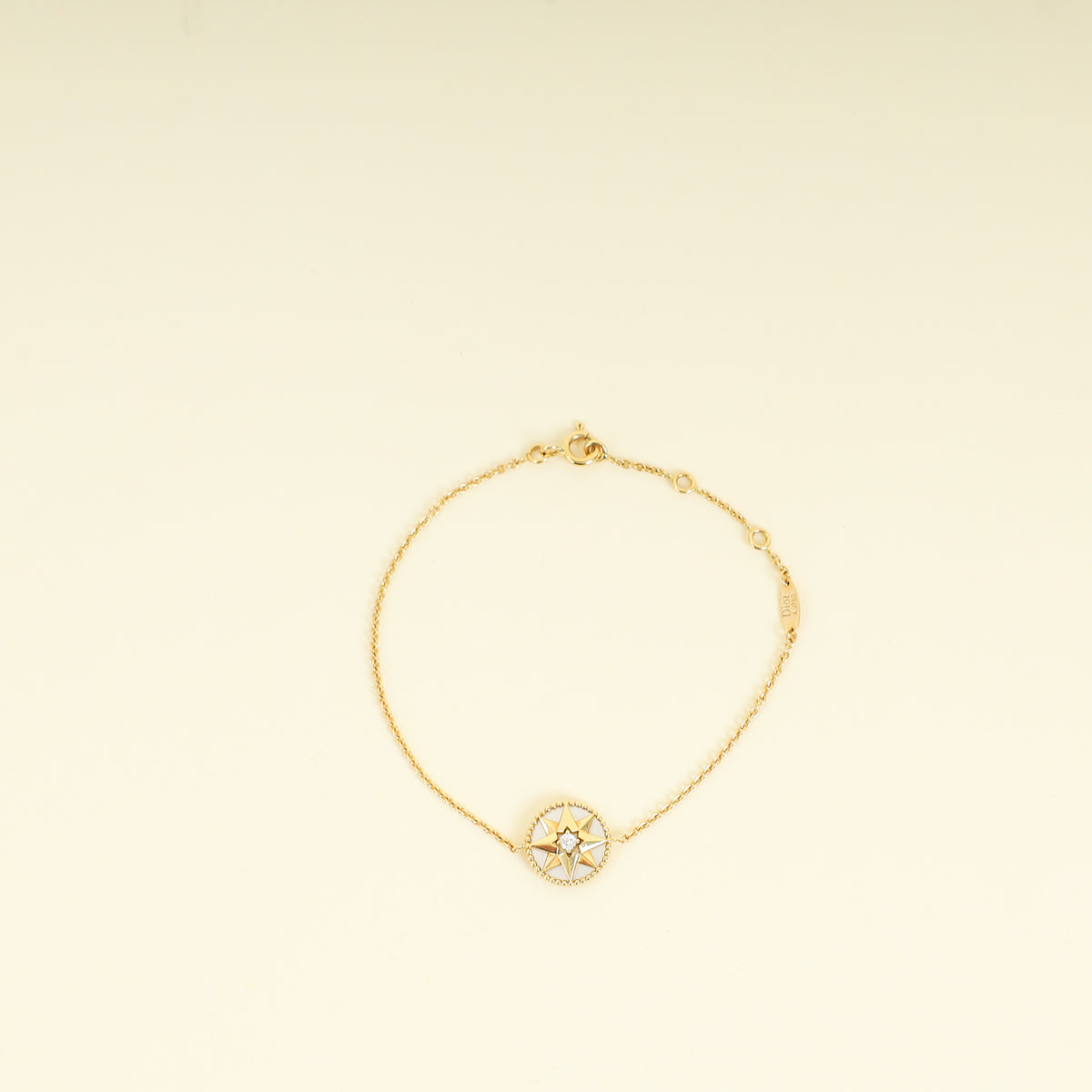 Christian Dior 18K Yellow Gold MOP Diamond Rose Des Vents Bracelet