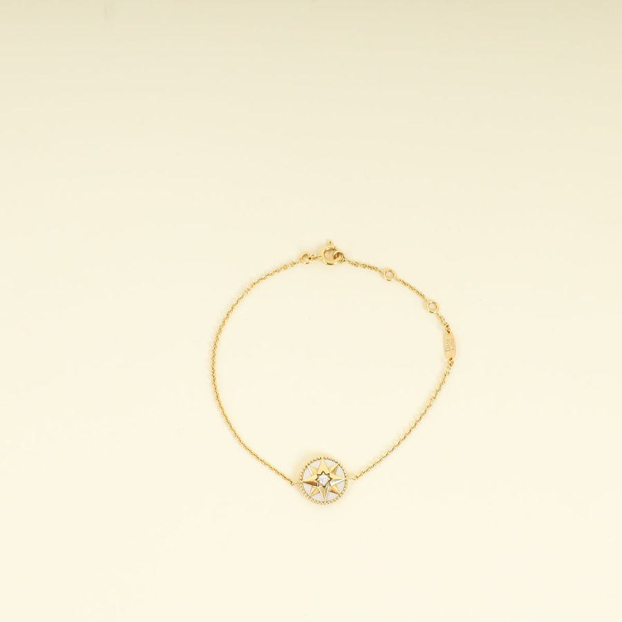 Christian Dior 18K Yellow Gold MOP Diamond Rose Des Vents Bracelet