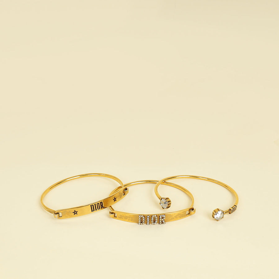 Christian Dior Gold Dio(r) Evolution Bracelet Set of 3