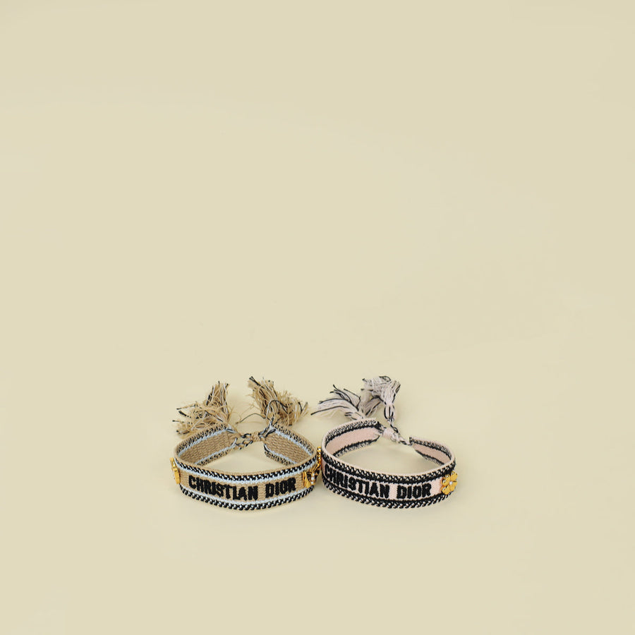 Christian Dior Bicolor Flower & Butterfly Charm Friendship Bracelet Set