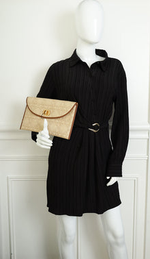 Christian Dior Bicolor 30 Montaigne Avenue Natural Raffia Cannage Pouch