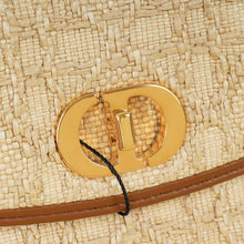 Christian Dior Bicolor 30 Montaigne Avenue Natural Raffia Cannage Pouch