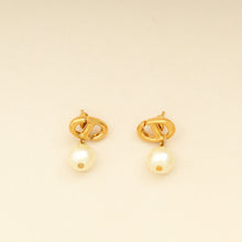 Christian Dior Gold CD Navy Earrings