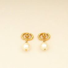 Christian Dior Gold CD Navy Earrings
