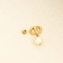 Christian Dior Gold CD Navy Earrings