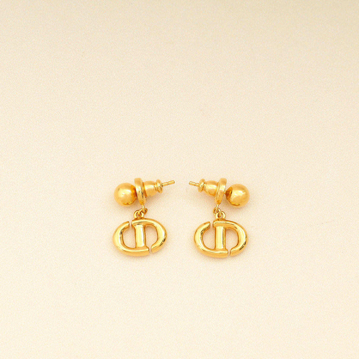 Christian Dior Gold CD Navy Earrings