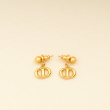 Christian Dior Gold CD Navy Earrings