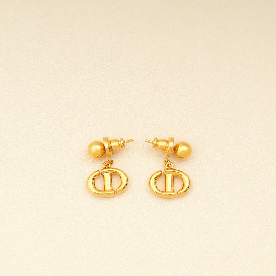 Christian Dior Gold CD Navy Earrings