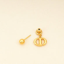 Christian Dior Gold CD Navy Earrings