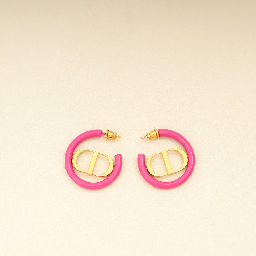 Christian Dior Gold 30 Montaigne Hoop Earrings