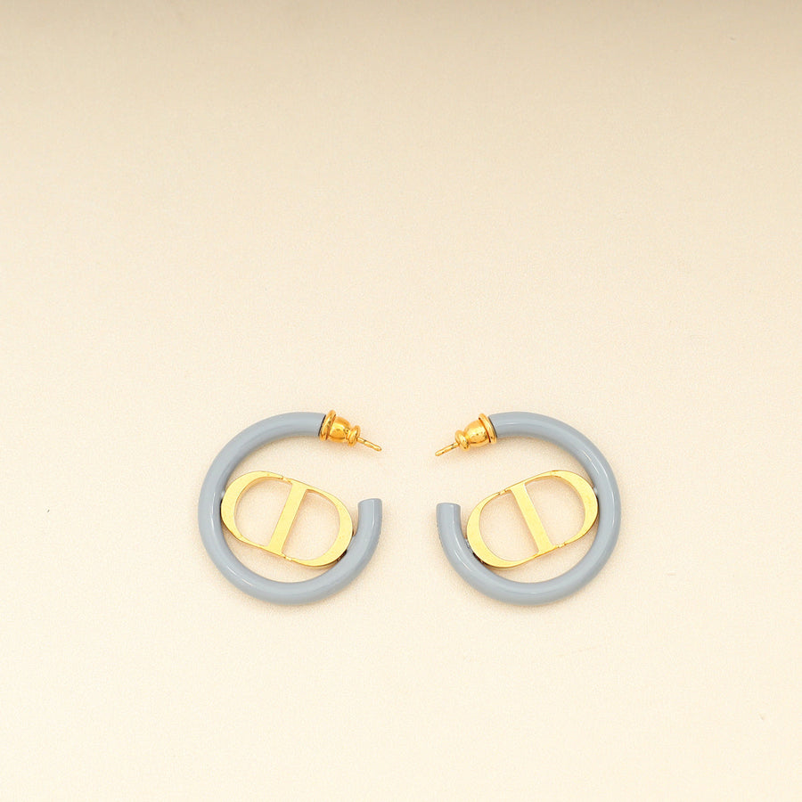 Christian Dior Gold 30 Montaigne Hoop Earrings