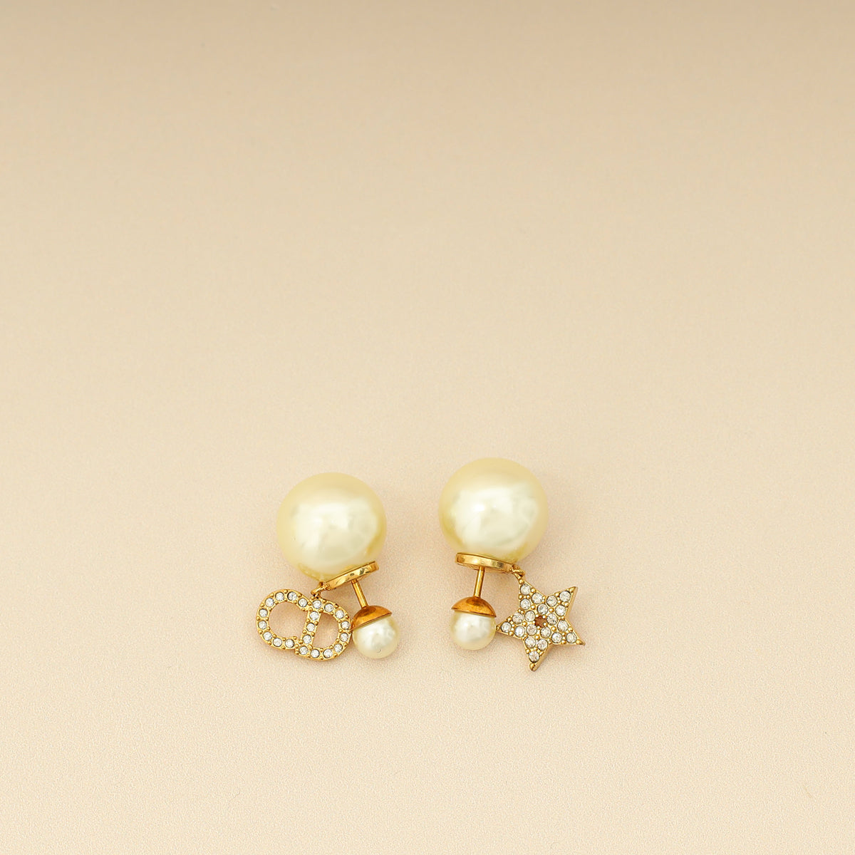 Christian Dior Gold Finish CD & Star Tribales Drop Earrings