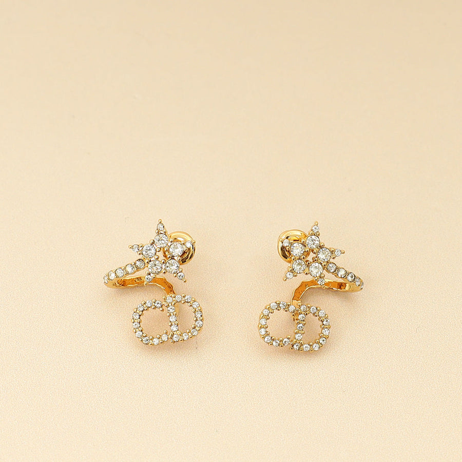 Christian Dior Gold Finish CD Star Wrap Around Clair D Lune Earrings