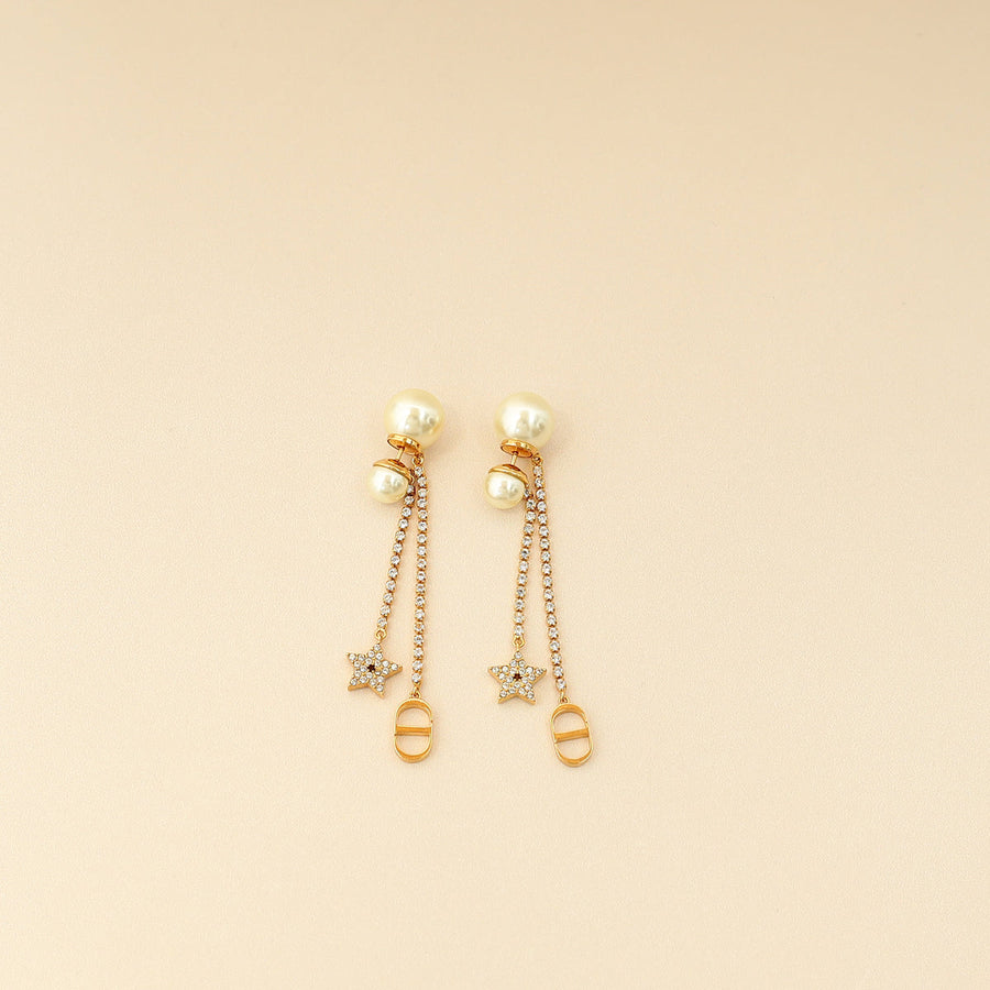 Christian Dior Gold Finish Tribales Drop Earrings