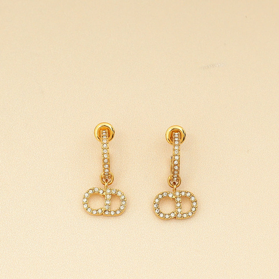 Christian Dior Gold Finish Hoop Clair D Lune Earrings