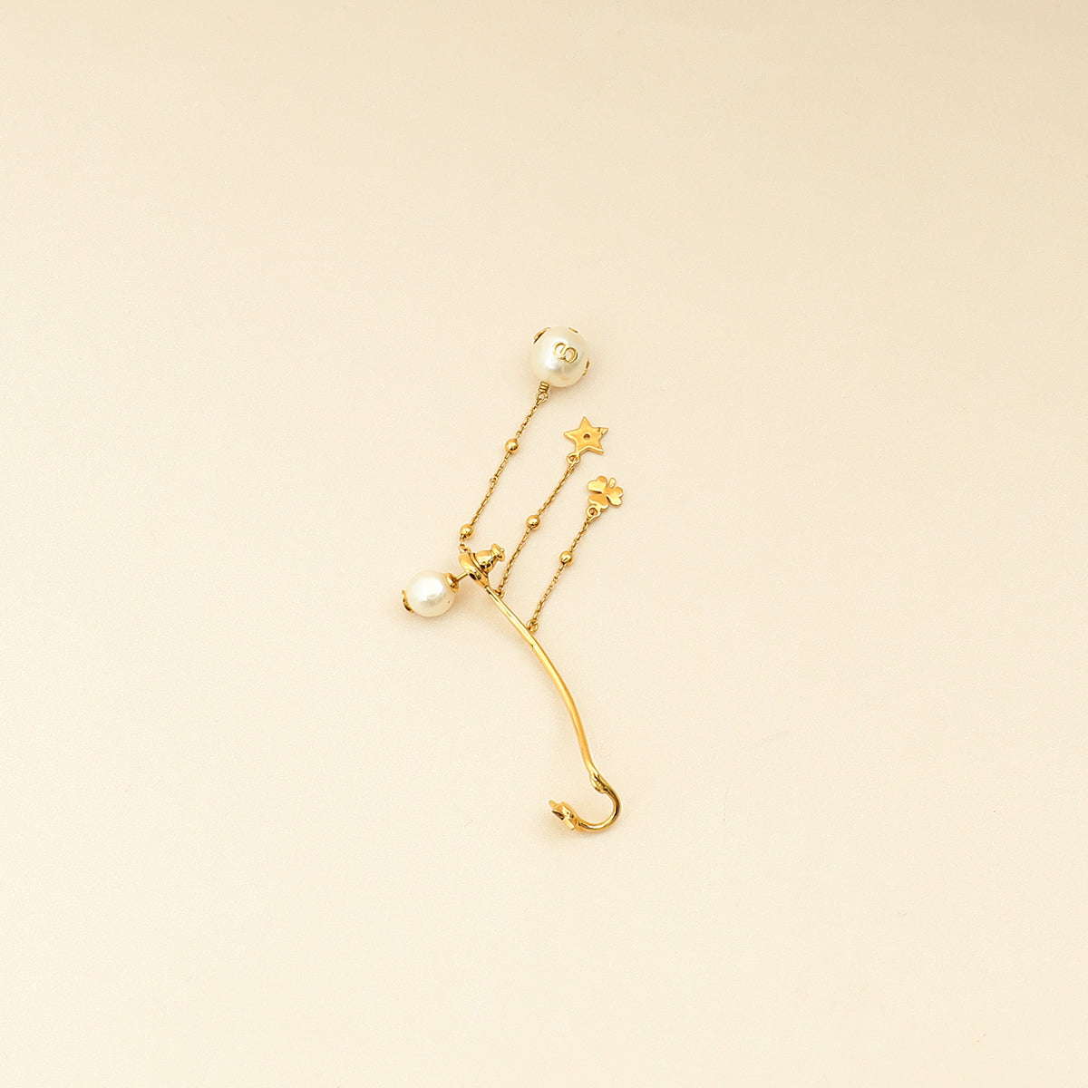 Christian Dior Gold Finish Single Pearl Perles De Desir Ear Cuff