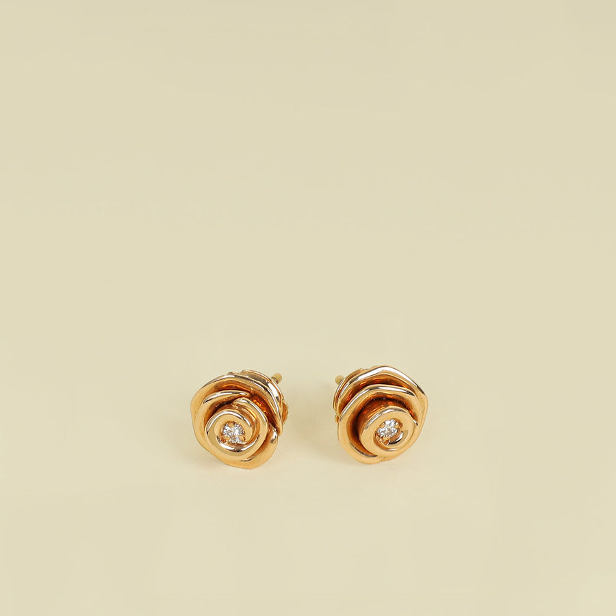 Christian Dior 18K Rose Gold Diamond Small Rose Dior Couture Earrings