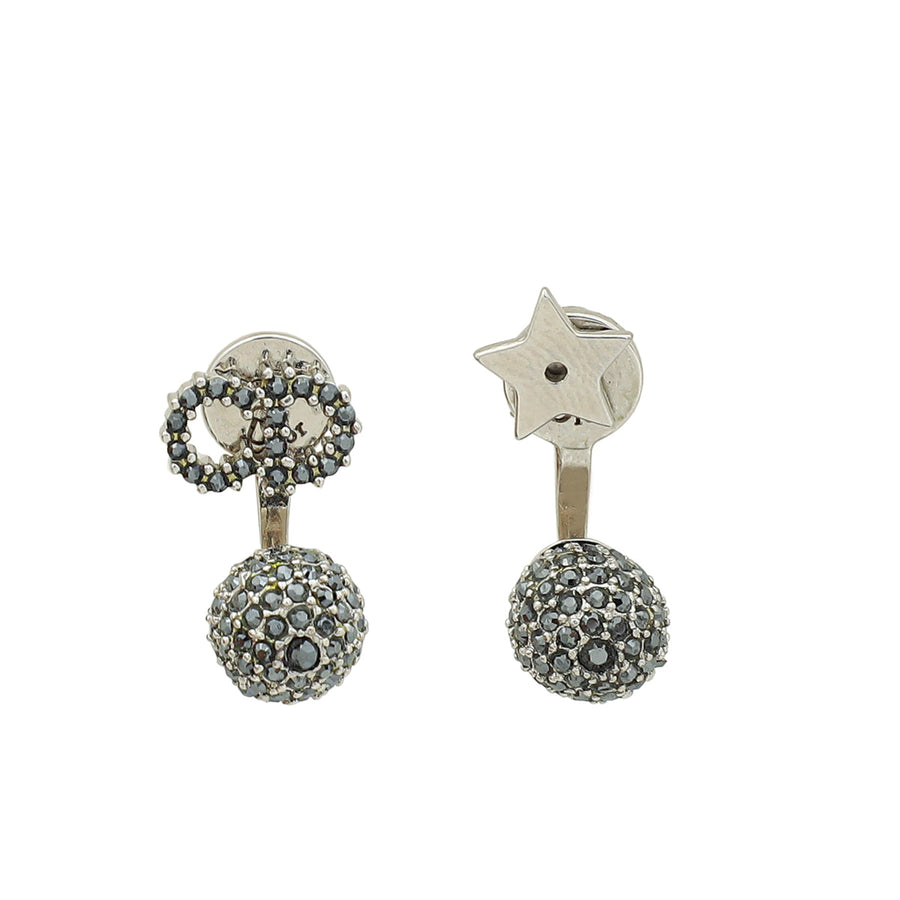 Christian Dior Grey Crystal Star CD Earrings