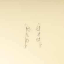 Christian Dior Silver Finish Crystal Logo Letters Dangle Drop Earrings