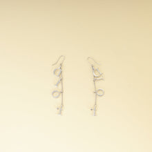Christian Dior Silver Finish Crystal Logo Letters Dangle Drop Earrings